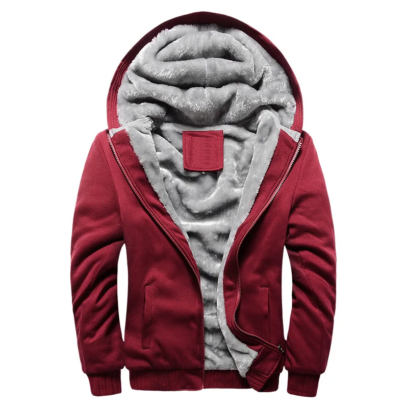 2025 New Men Hoodies Winter Thick Warm Fleece Zipper Men Hoodies Coat Sportwear Male Streetwear Hooded Sweatshirts Men M-5XL