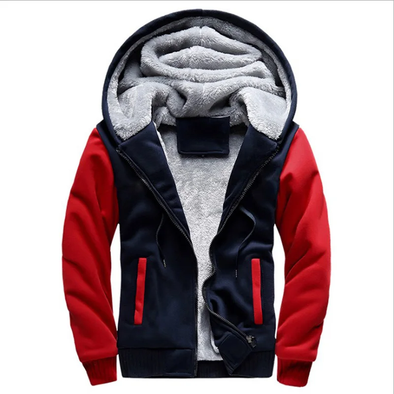 2025 New Men Hoodies Winter Thick Warm Fleece Zipper Men Hoodies Coat Sportwear Male Streetwear Hooded Sweatshirts Men M-5XL