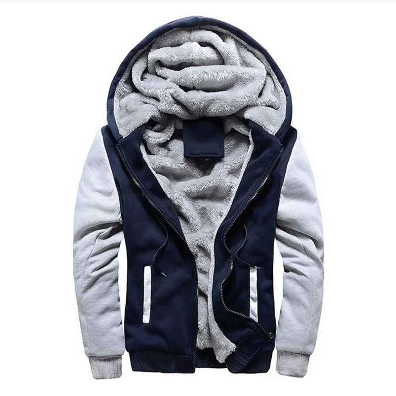 2025 New Men Hoodies Winter Thick Warm Fleece Zipper Men Hoodies Coat Sportwear Male Streetwear Hooded Sweatshirts Men M-5XL