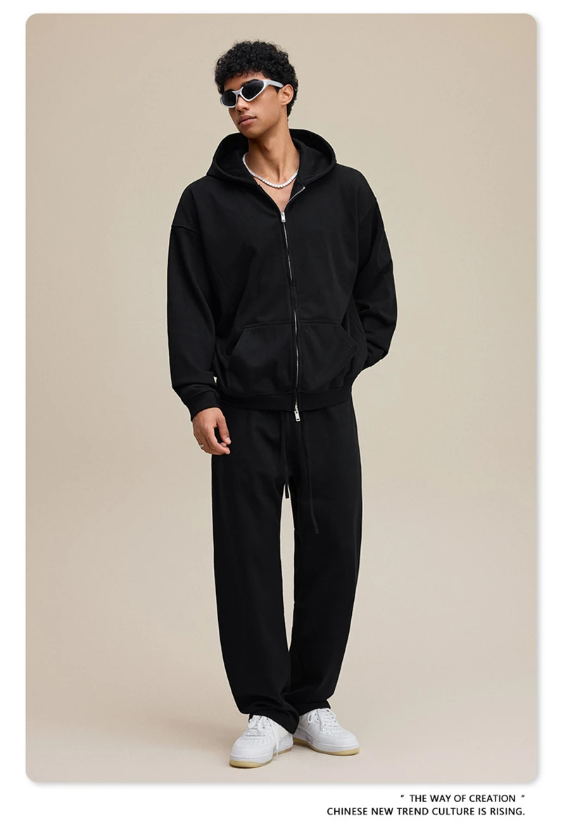 ZODF Trendy 2025 Heavy Weight 445gsm Zipper Hoodies For Man Unisex Casual Zip-up Hooded SweatShirts Coats HY1102