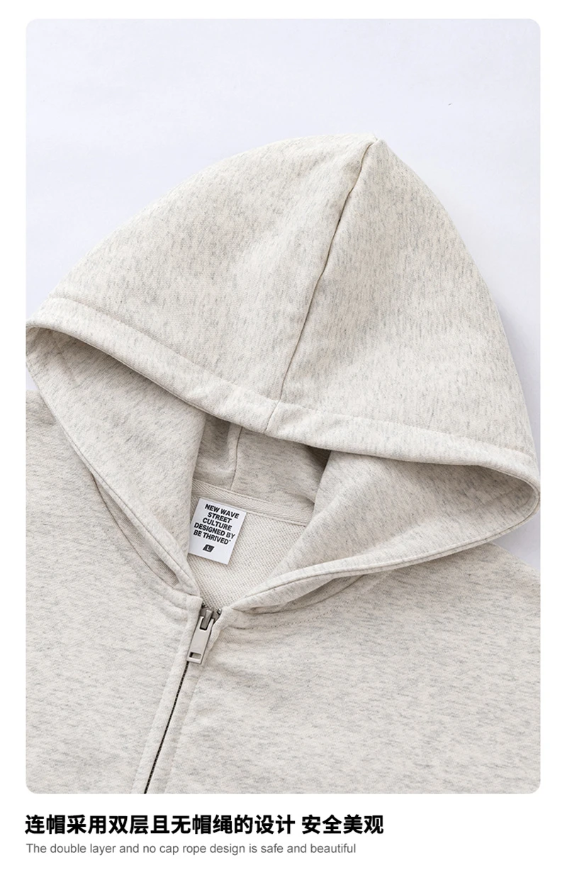 ZODF Trendy 2025 Heavy Weight 445gsm Zipper Hoodies For Man Unisex Casual Zip-up Hooded SweatShirts Coats HY1102