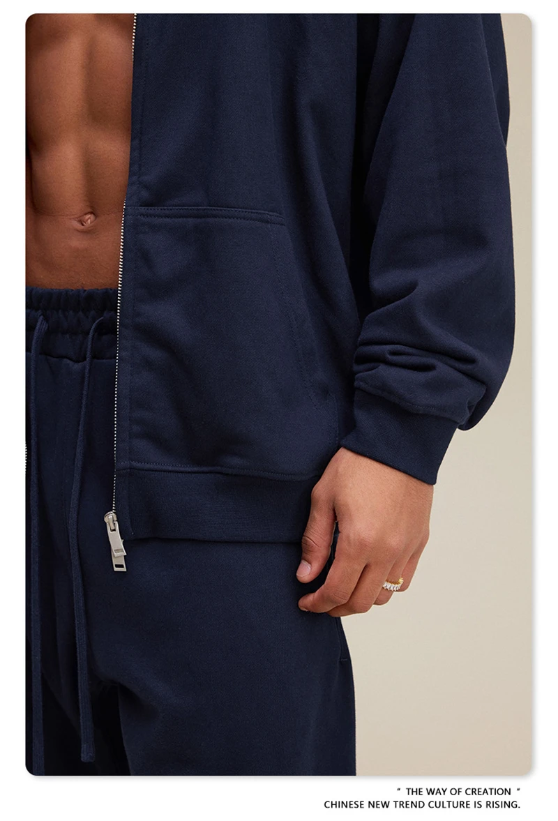 ZODF Trendy 2025 Heavy Weight 445gsm Zipper Hoodies For Man Unisex Casual Zip-up Hooded SweatShirts Coats HY1102