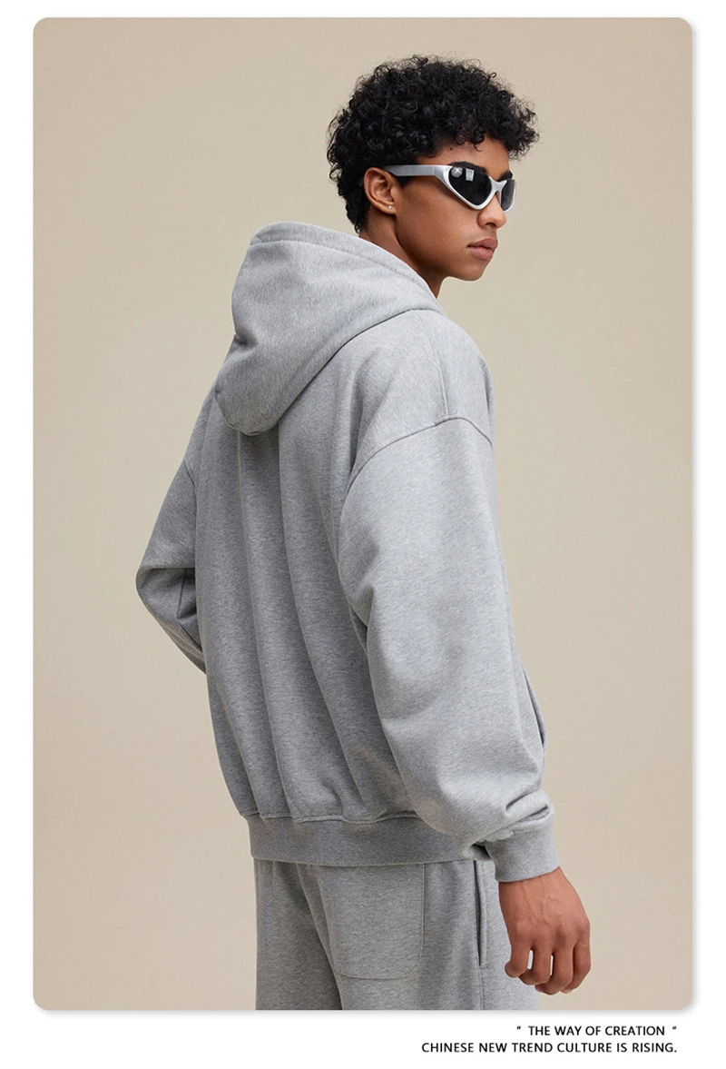 ZODF Trendy 2025 Heavy Weight 445gsm Zipper Hoodies For Man Unisex Casual Zip-up Hooded SweatShirts Coats HY1102