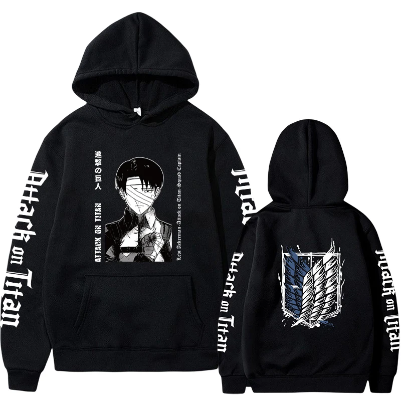 Attack on Titan Anime Hoodie 2023 Hot Sale Pullovers Sweatshirts Levi Ackerman Graphic Printed Tops Casual Hip Hop Streetwear