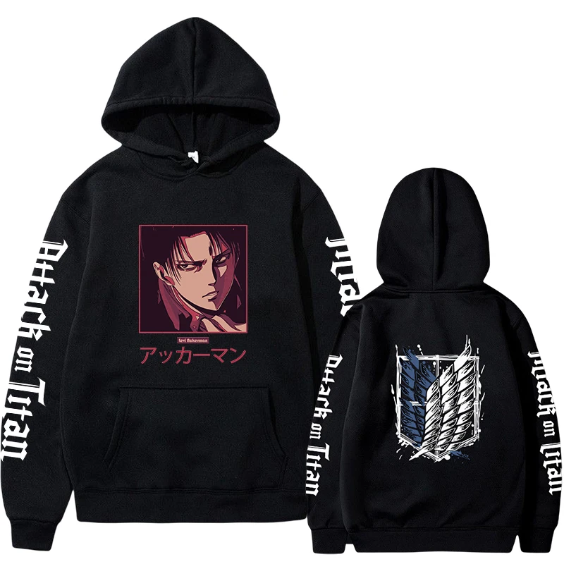 Attack on Titan Anime Hoodie 2023 Hot Sale Pullovers Sweatshirts Levi Ackerman Graphic Printed Tops Casual Hip Hop Streetwear