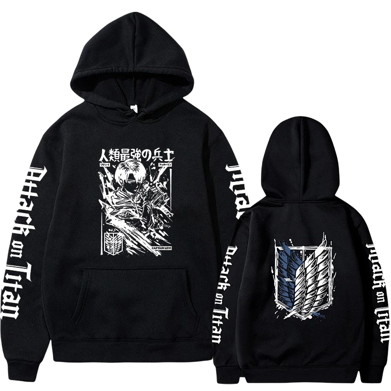 Attack on Titan Anime Hoodie 2023 Hot Sale Pullovers Sweatshirts Levi Ackerman Graphic Printed Tops Casual Hip Hop Streetwear