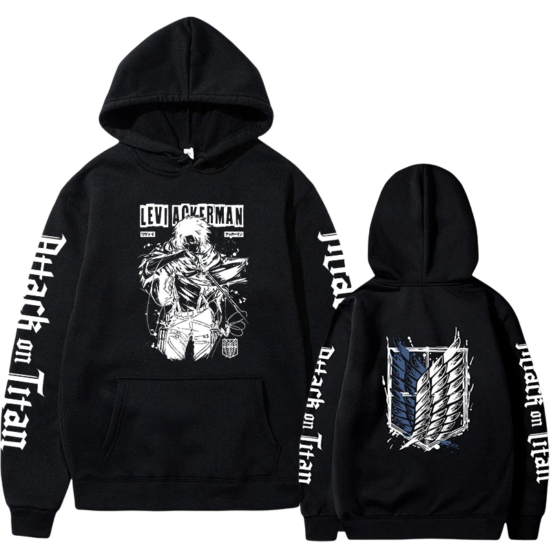 Attack on Titan Anime Hoodie 2023 Hot Sale Pullovers Sweatshirts Levi Ackerman Graphic Printed Tops Casual Hip Hop Streetwear