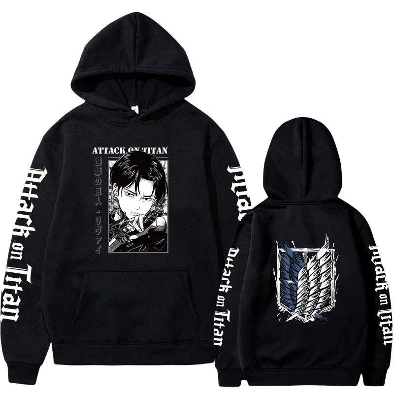 Attack on Titan Anime Hoodie 2023 Hot Sale Pullovers Sweatshirts Levi Ackerman Graphic Printed Tops Casual Hip Hop Streetwear