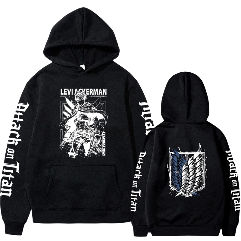 Attack on Titan Anime Hoodie 2023 Hot Sale Pullovers Sweatshirts Levi Ackerman Graphic Printed Tops Casual Hip Hop Streetwear