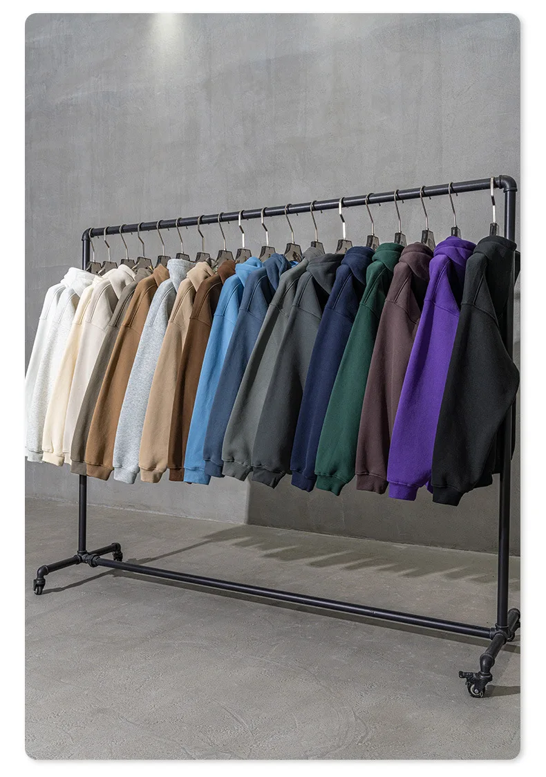 European-and-American-Street-Fashion-Autumn-Men's-Solid-Color-Loose-Thick-Hooded-Sweatshirt-Neutral-Plus-Velvet-Sweatshirt