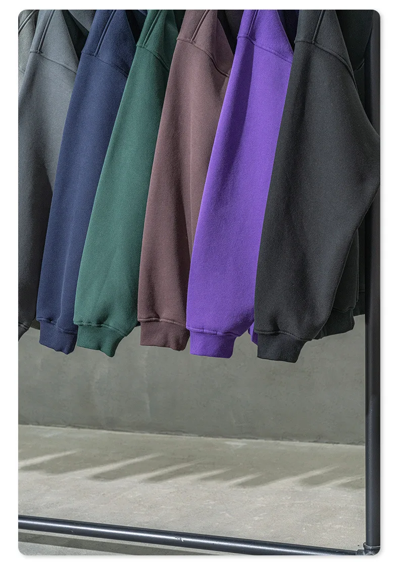 European-and-American-Street-Fashion-Autumn-Men's-Solid-Color-Loose-Thick-Hooded-Sweatshirt-Neutral-Plus-Velvet-Sweatshirt