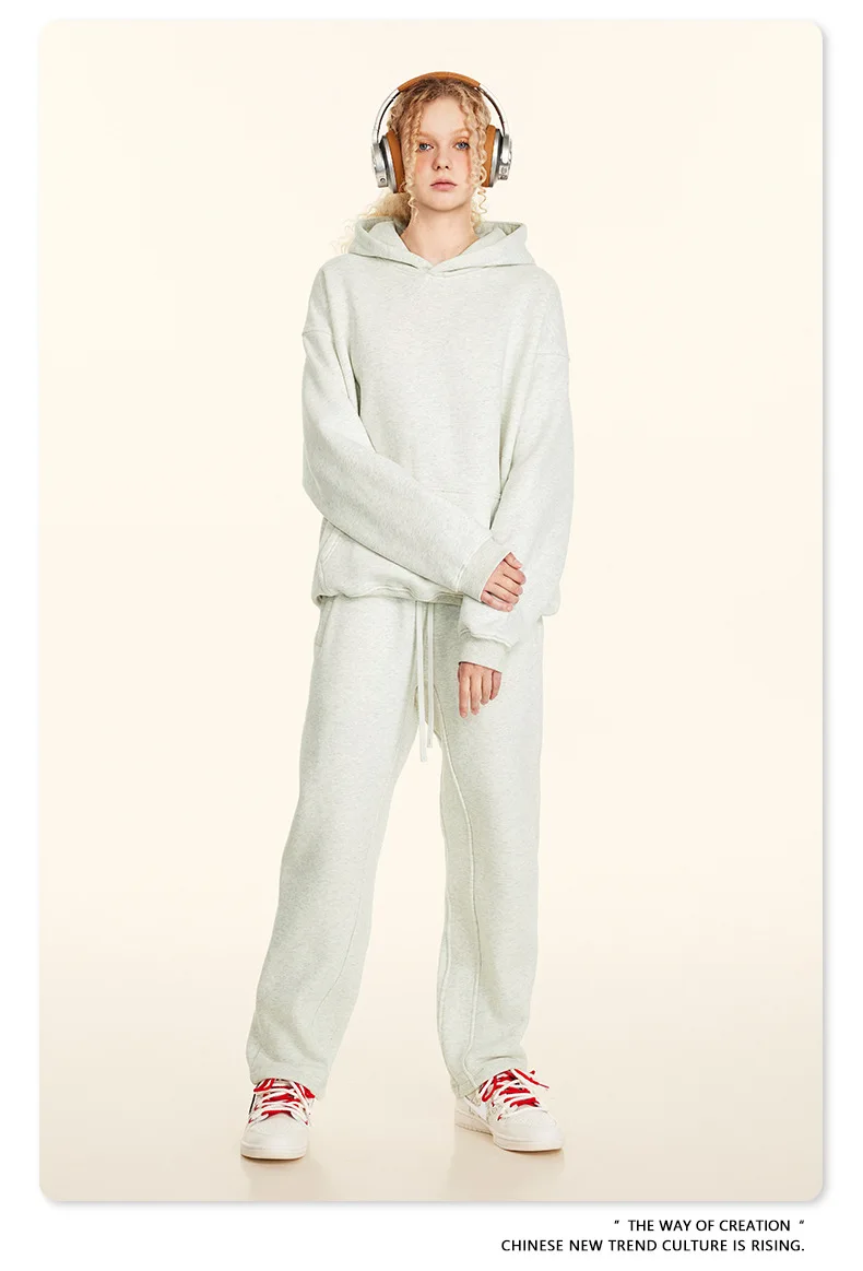 European-and-American-Street-Fashion-Autumn-Men's-Solid-Color-Loose-Thick-Hooded-Sweatshirt-Neutral-Plus-Velvet-Sweatshirt