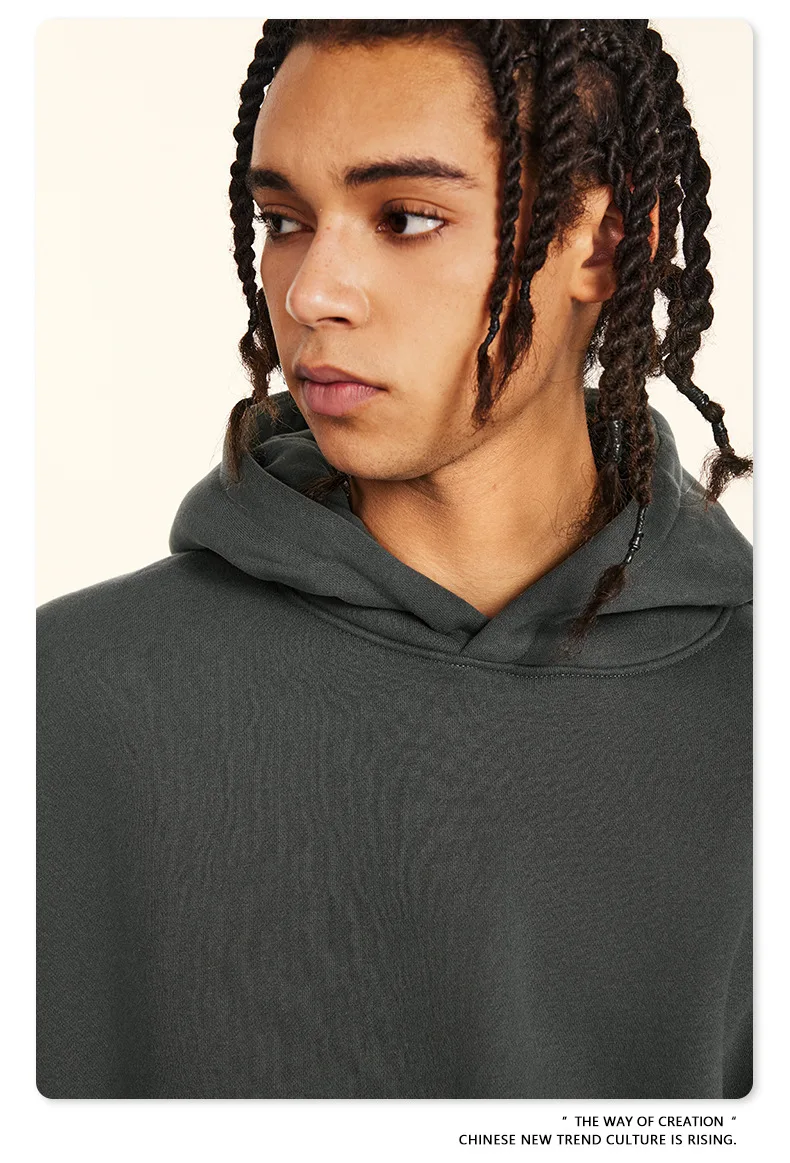 European-and-American-Street-Fashion-Autumn-Men's-Solid-Color-Loose-Thick-Hooded-Sweatshirt-Neutral-Plus-Velvet-Sweatshirt