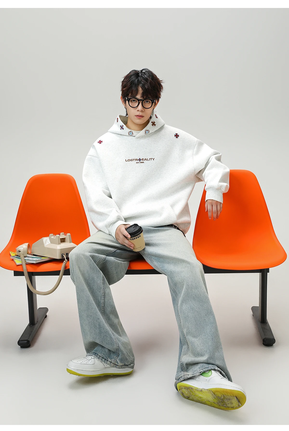 Vintage Heavyweight Embroidered Hoodie Men's 2025 Fall Streetwear Oversized American High Street Pullover Sweatshirt