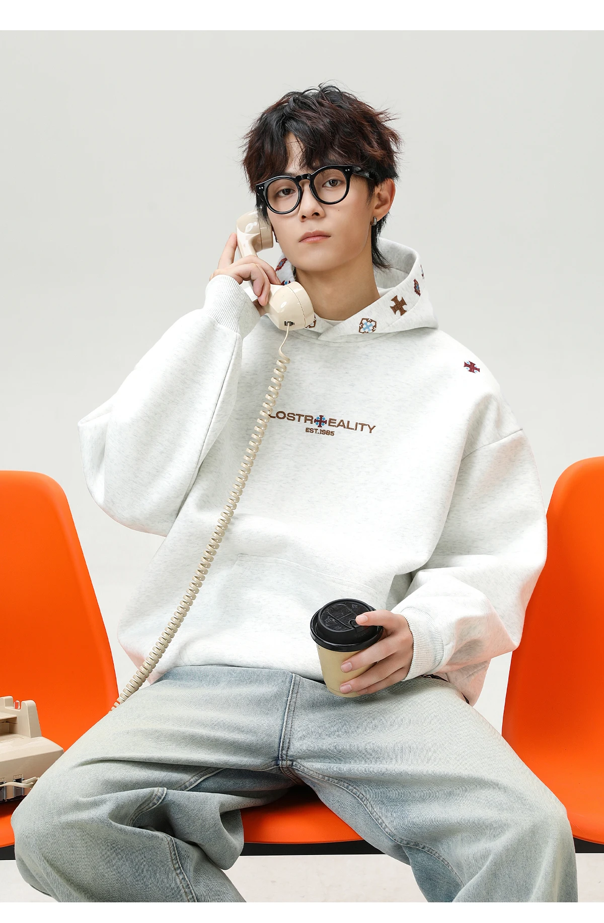 Vintage Heavyweight Embroidered Hoodie Men's 2025 Fall Streetwear Oversized American High Street Pullover Sweatshirt