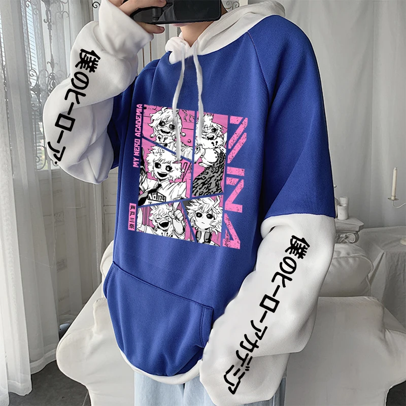 Anime Funny My Hero Academia Hoodies Kawaii Manga Mina Ashido Poster Harajuku Streetwear Unisex Long Sleeve Patchwork Sweatshirt