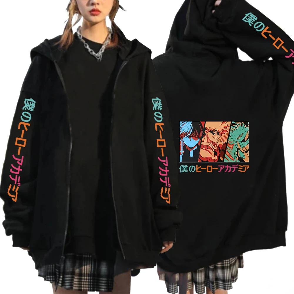 Anime Clothes My Hero Academia Shoto Todoroki Bakugou Deku Graphic Anime Hoodies Unisex Zip Up Hoodies Sweatshirts Anime Jackets
