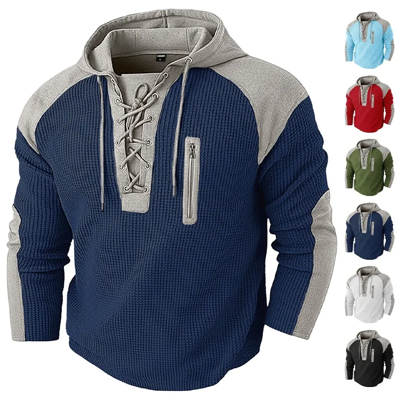 Autumn and Spring New Fashion Trend American Vintage Hooded Sports Sweatshirt Men's Casual Loose Plus Size High Quality Top
