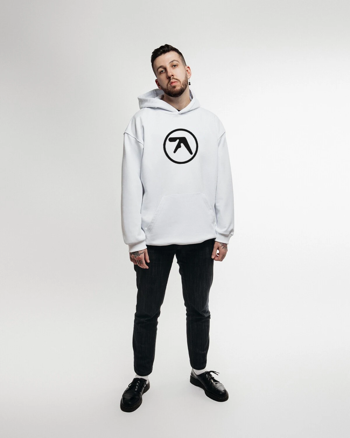 Punk Aphex Twin Print Sweatshirts Oversize Hip Hop Pullover Men Streetwear Harajuku Hoodies Goth Hooded Tops Winter Clothing Y2k