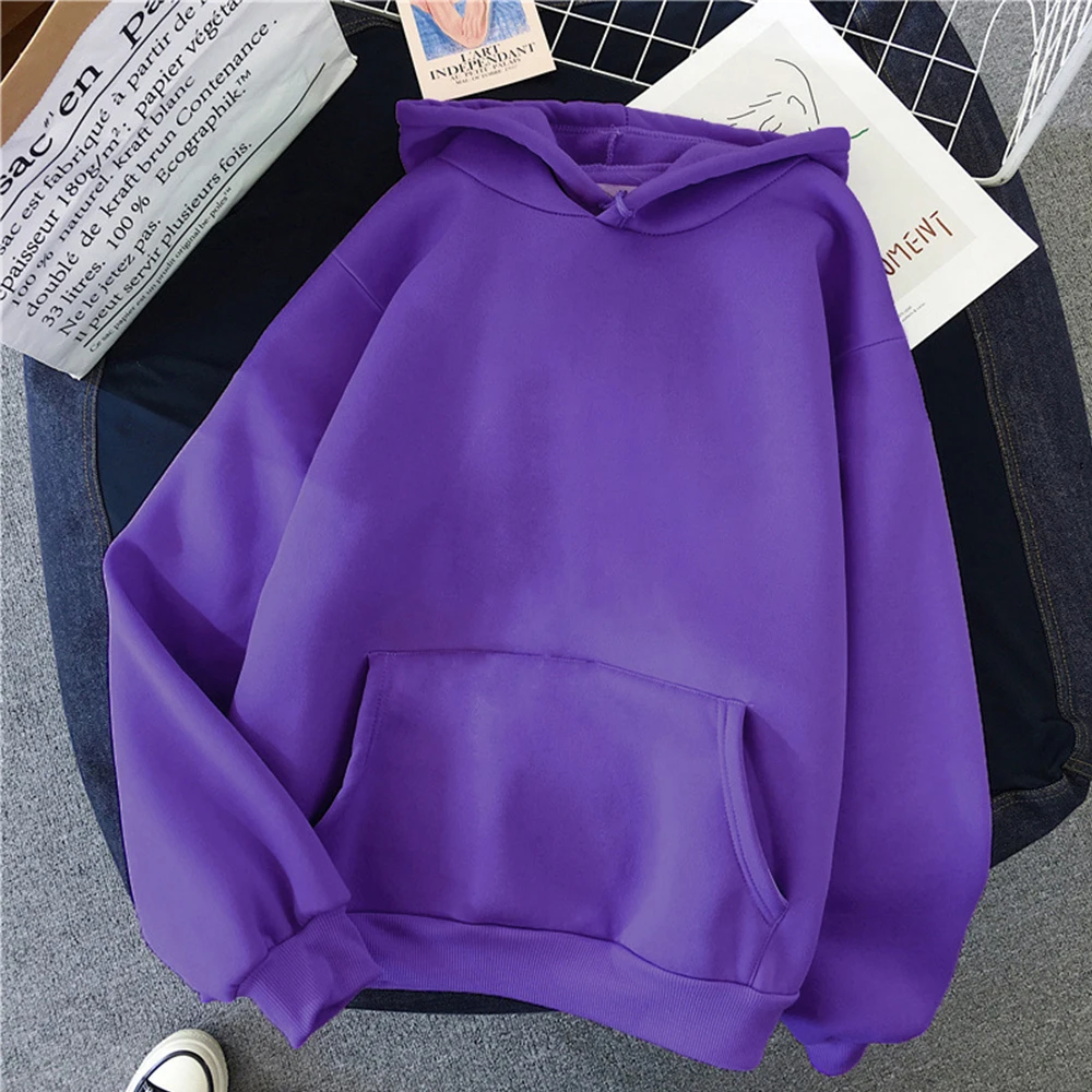 Men's and Women's Solid Color Sweatshirt Pocket Hoodies Sports Fitness Fashionable Casual Pullovers Hoodies Multi Color