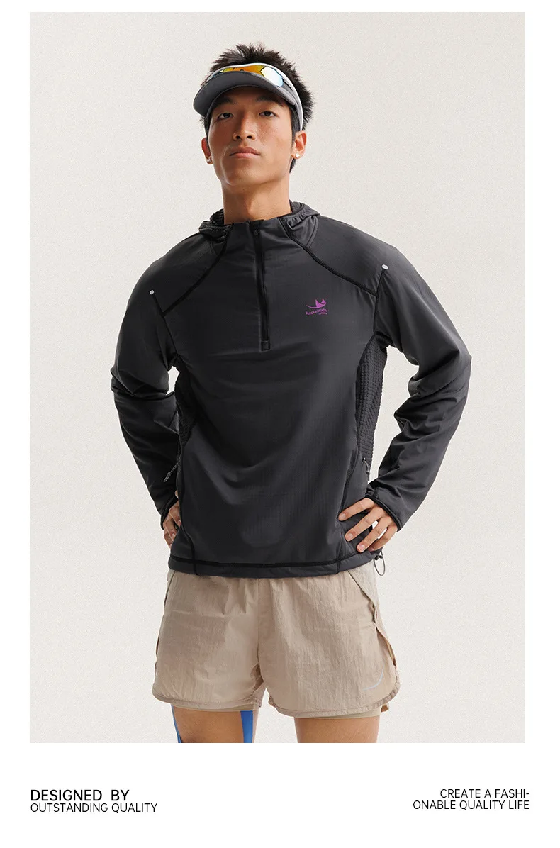 Outdoor Lightweight Quick Dry High Elastic Fabric Sports Hoodie Men Women Casual Hiking Cycling Hooded Sweatshirts Couple TShirt