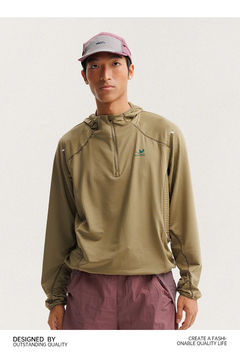 Outdoor Lightweight Quick Dry High Elastic Fabric Sports Hoodie Men Women Casual Hiking Cycling Hooded Sweatshirts Couple TShirt