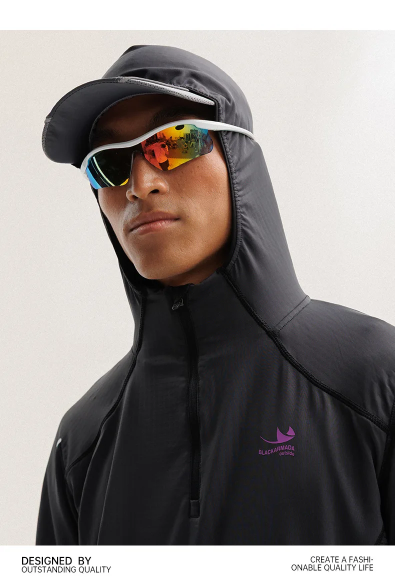 Outdoor Lightweight Quick Dry High Elastic Fabric Sports Hoodie Men Women Casual Hiking Cycling Hooded Sweatshirts Couple TShirt