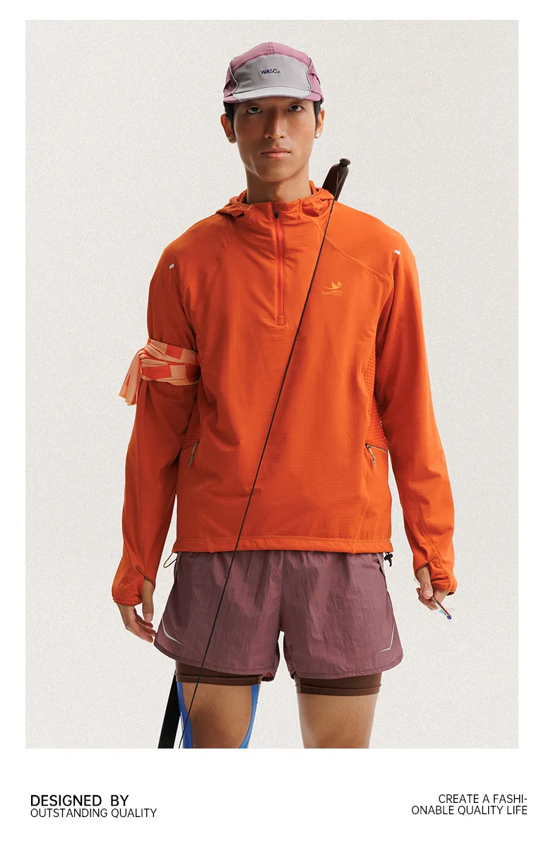 Outdoor Lightweight Quick Dry High Elastic Fabric Sports Hoodie Men Women Casual Hiking Cycling Hooded Sweatshirts Couple TShirt