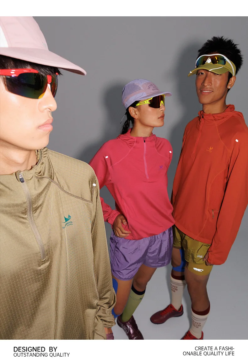 Outdoor Lightweight Quick Dry High Elastic Fabric Sports Hoodie Men Women Casual Hiking Cycling Hooded Sweatshirts Couple TShirt