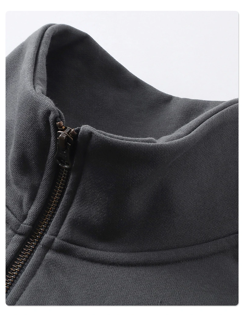 ZODF Fashion 2025 Autumn Man Solid 430gsm Zipper Hoodies For Men Unisex Heavy Weight Loose Stand Collar Coats HY1101