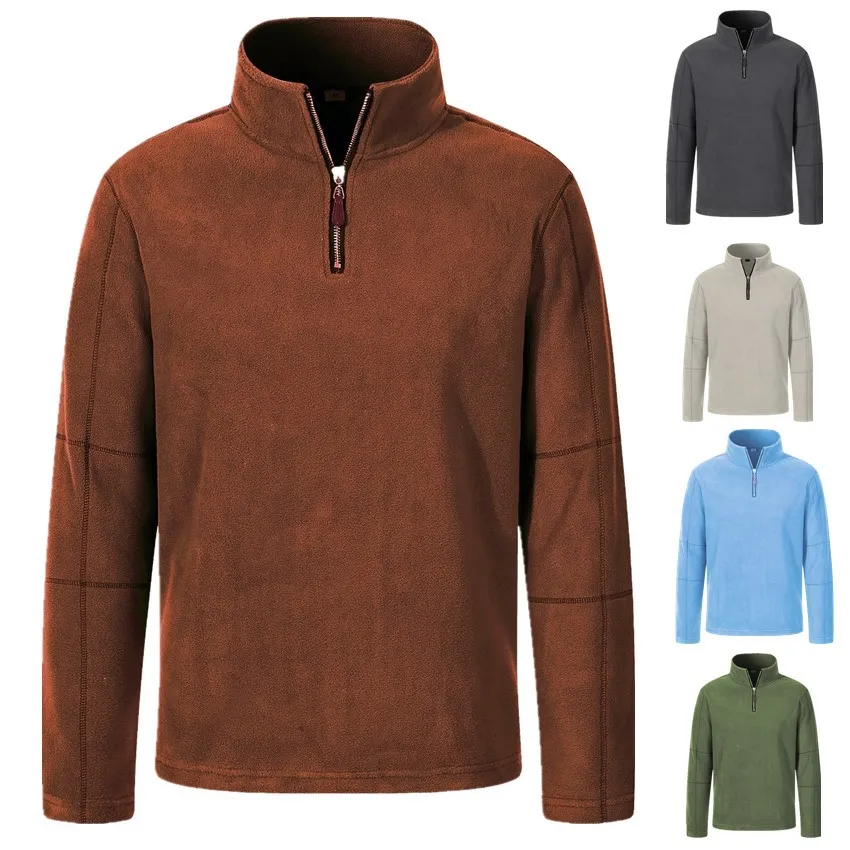 Quality Men's Thicken Warm Polar Fleece Hoodies Fashion Stand Collar Half-zip Pullovers Autumn Winter Casual Sweatshirts for Men