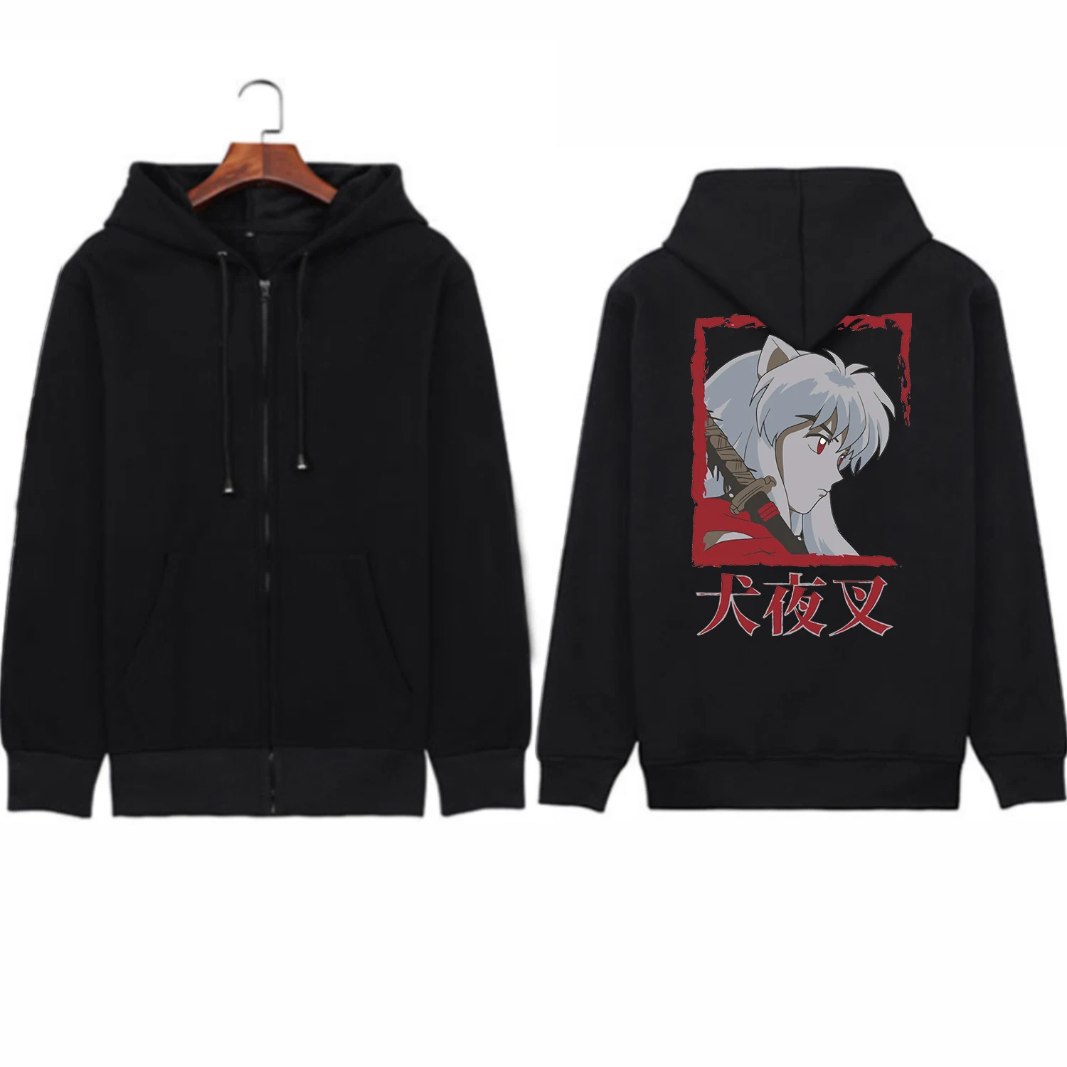 Japanese Anime InuYasha Men's Hoodies Harajuku Fashion Y2k Vintage Hip Hop Streetwear Casual Drawstring Oversized Sweatshirts