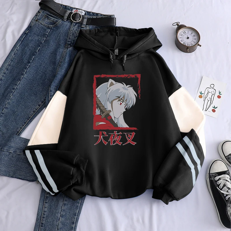Japanese Anime InuYasha Men's Hoodies Harajuku Fashion Y2k Vintage Hip Hop Streetwear Casual Drawstring Oversized Sweatshirts
