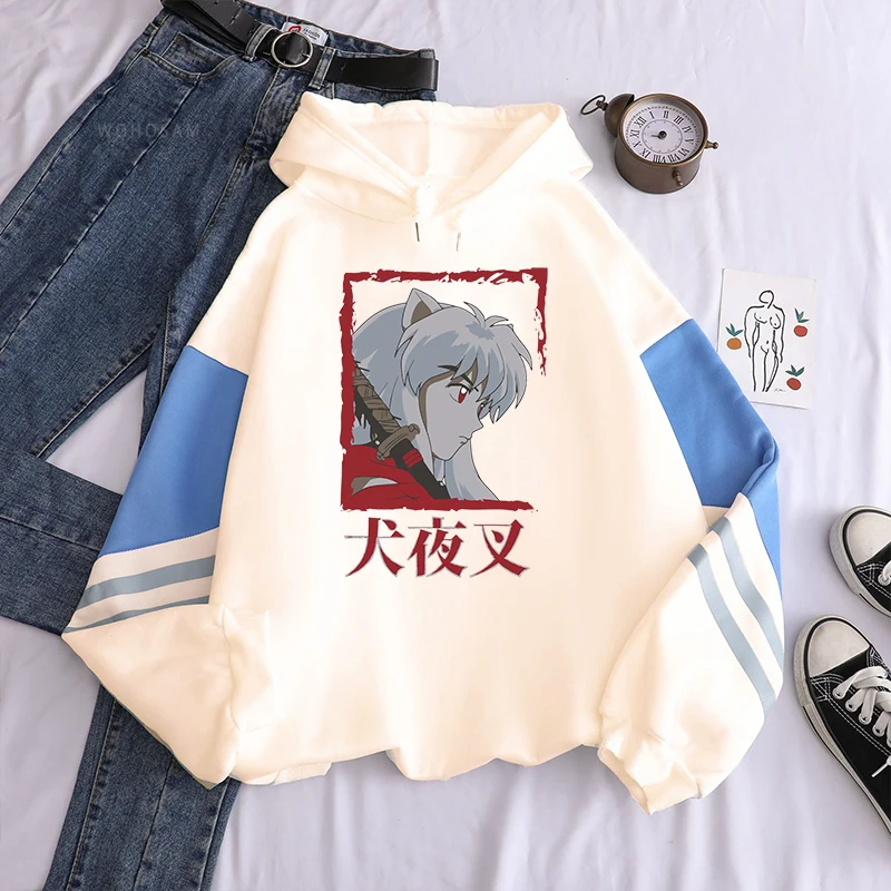 Japanese Anime InuYasha Men's Hoodies Harajuku Fashion Y2k Vintage Hip Hop Streetwear Casual Drawstring Oversized Sweatshirts
