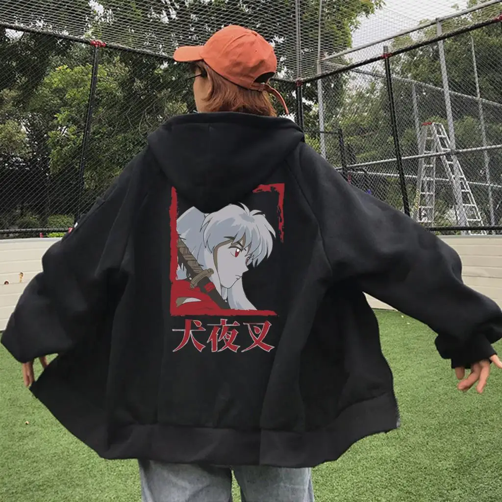 Japanese Anime InuYasha Men's Hoodies Harajuku Fashion Y2k Vintage Hip Hop Streetwear Casual Drawstring Oversized Sweatshirts