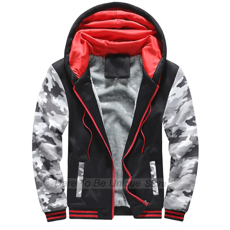 Men's Hoodie Winter Thick Warm Fleece Zipper Sweatshirts Casual Hoodies Daily Coat Sportwear Male Streetwear Hoodies Unisex