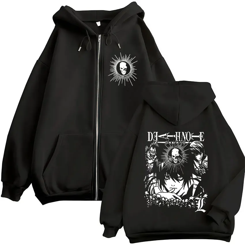 Anime Death Note Ryuk Yagami Light L·Lawliet Zipper Hoodies Men Women Clothing Fashion Casual Zip Up Hooded Sweatshirts Jackets