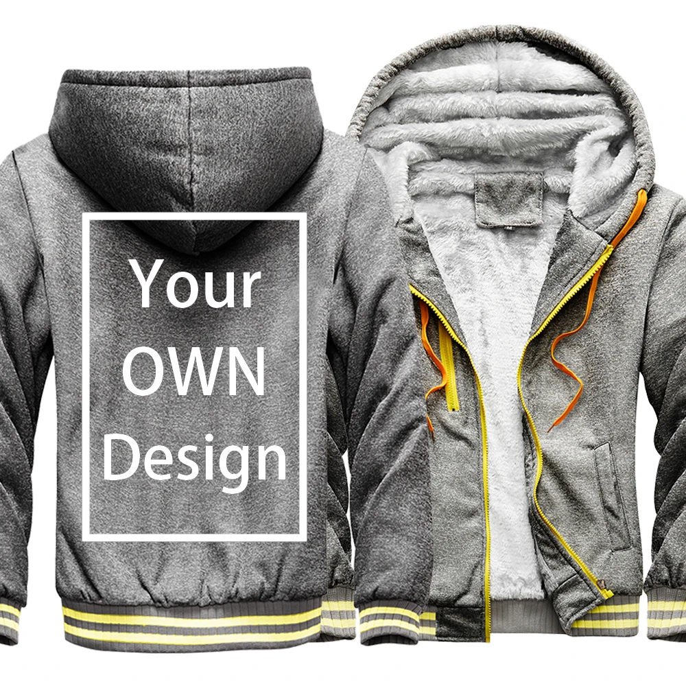 Your OWN Design Brand Logo/Picture Custom Men Women DIY Winter Thick Hoodies Sweatshirt Casual Hoody 24 Color Loose COAT