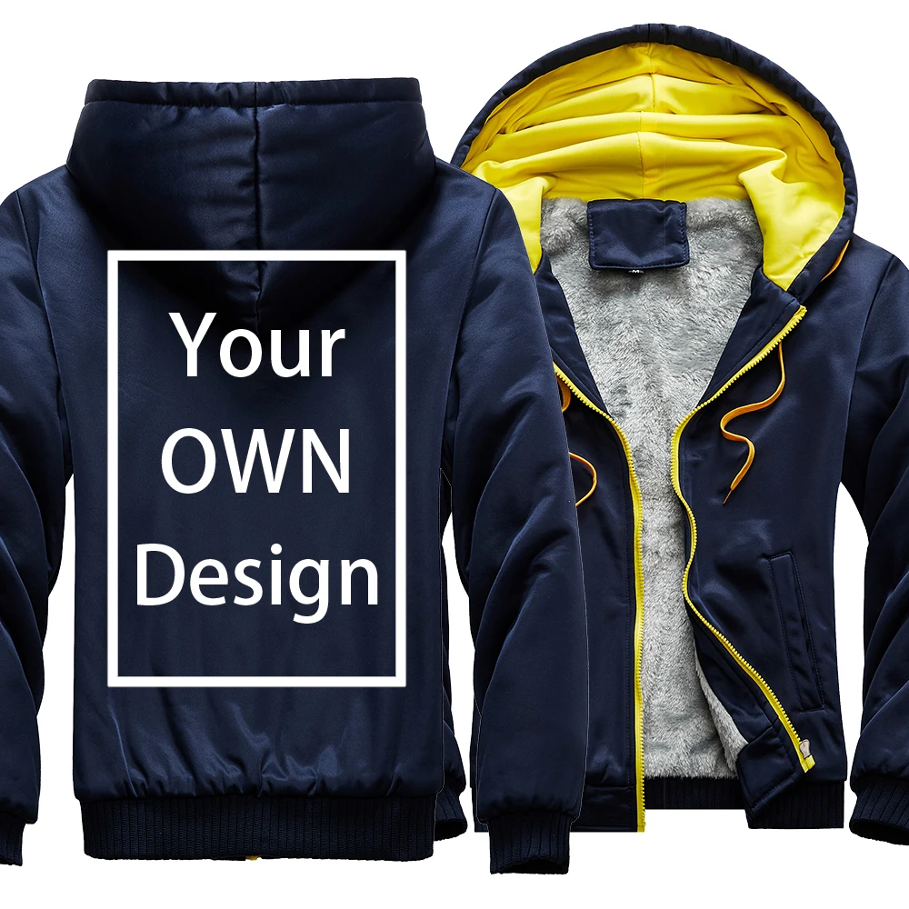 Your OWN Design Brand Logo/Picture Custom Men Women DIY Winter Thick Hoodies Sweatshirt Casual Hoody 24 Color Loose COAT