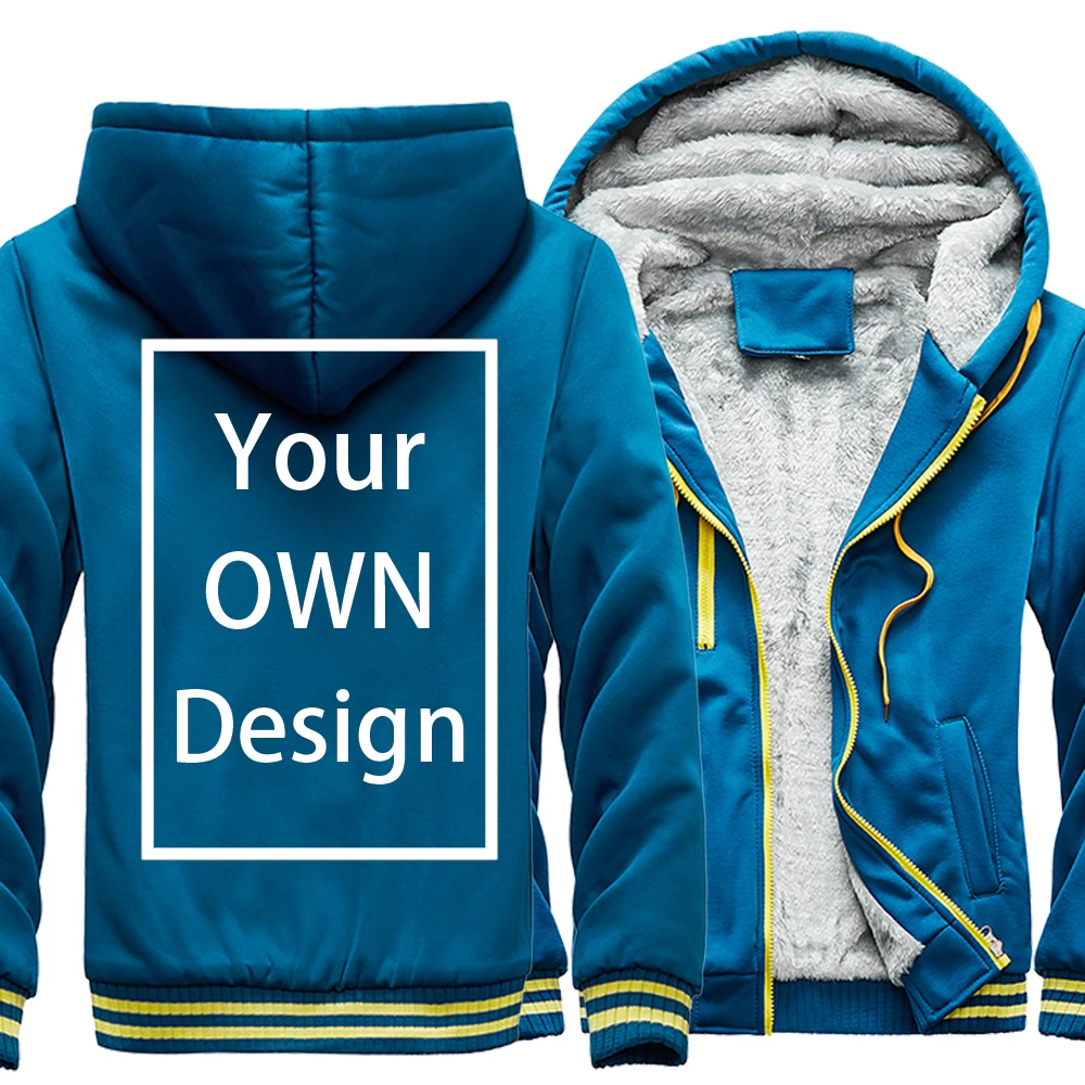 Your OWN Design Brand Logo/Picture Custom Men Women DIY Winter Thick Hoodies Sweatshirt Casual Hoody 24 Color Loose COAT