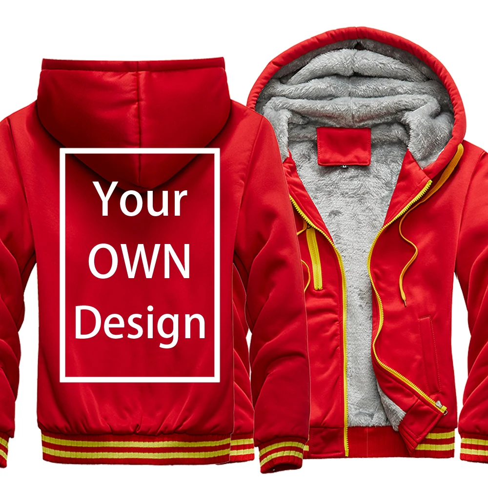 Your OWN Design Brand Logo/Picture Custom Men Women DIY Winter Thick Hoodies Sweatshirt Casual Hoody 24 Color Loose COAT