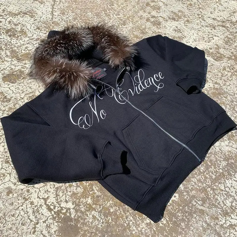 Y2K Men Hip Hop Graphic Punk Fashion Letter Print Hoodies Clothes Faux Fur Collar Zip Up Hoodies Harajuku Aesthetic Streetwear