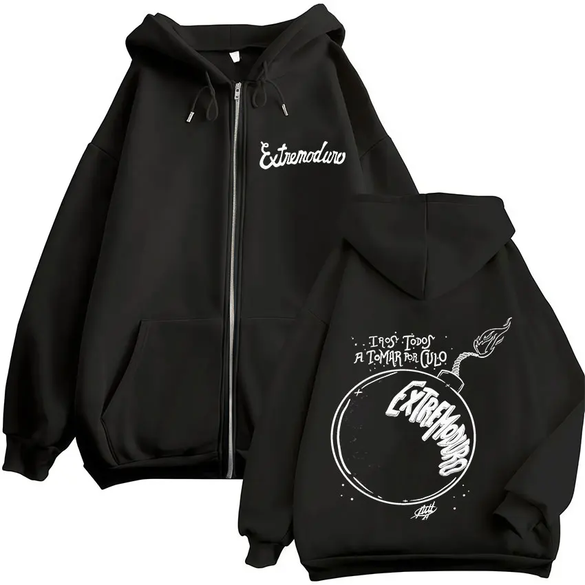 Extremoduro Tour 2025 Album Zipper Hoodies Unisex Rock Hip Hop Pop Music Zip Up Sweatshirt Casual Loose Long Sleeve Jacket Hoody