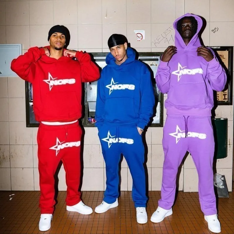 Harajuku Hoodies Men Y2k Hip Hop letter Graphic Print Hooded Sweatshirt Punk Rock Oversized Pullovers Baggy Sweatpants Suits