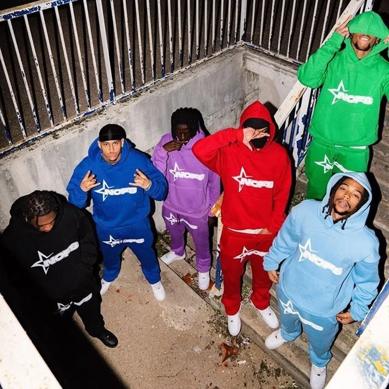 Harajuku Hoodies Men Y2k Hip Hop letter Graphic Print Hooded Sweatshirt Punk Rock Oversized Pullovers Baggy Sweatpants Suits