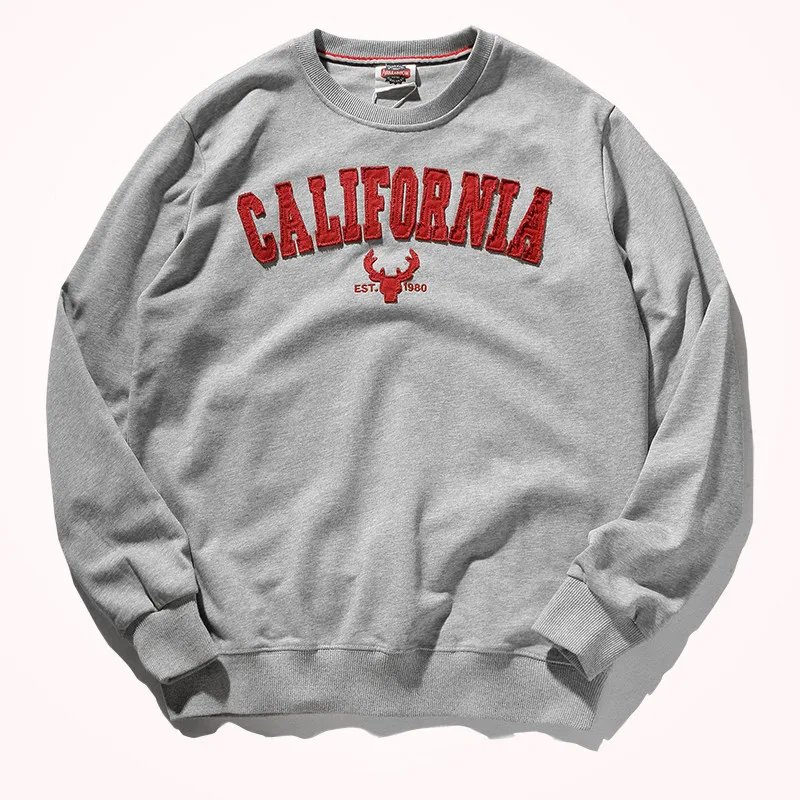 2021 Autumn Winter New Pullover Hoodies Men's Fashion Long-sleeved O-neck Versatile Wash Terry Fabric Letter Sticker Sweatshirts
