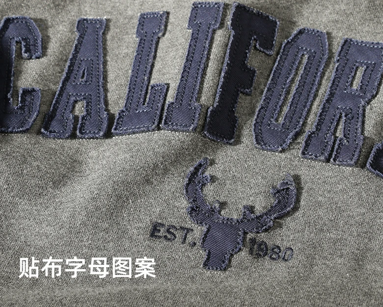 2021 Autumn Winter New Pullover Hoodies Men's Fashion Long-sleeved O-neck Versatile Wash Terry Fabric Letter Sticker Sweatshirts
