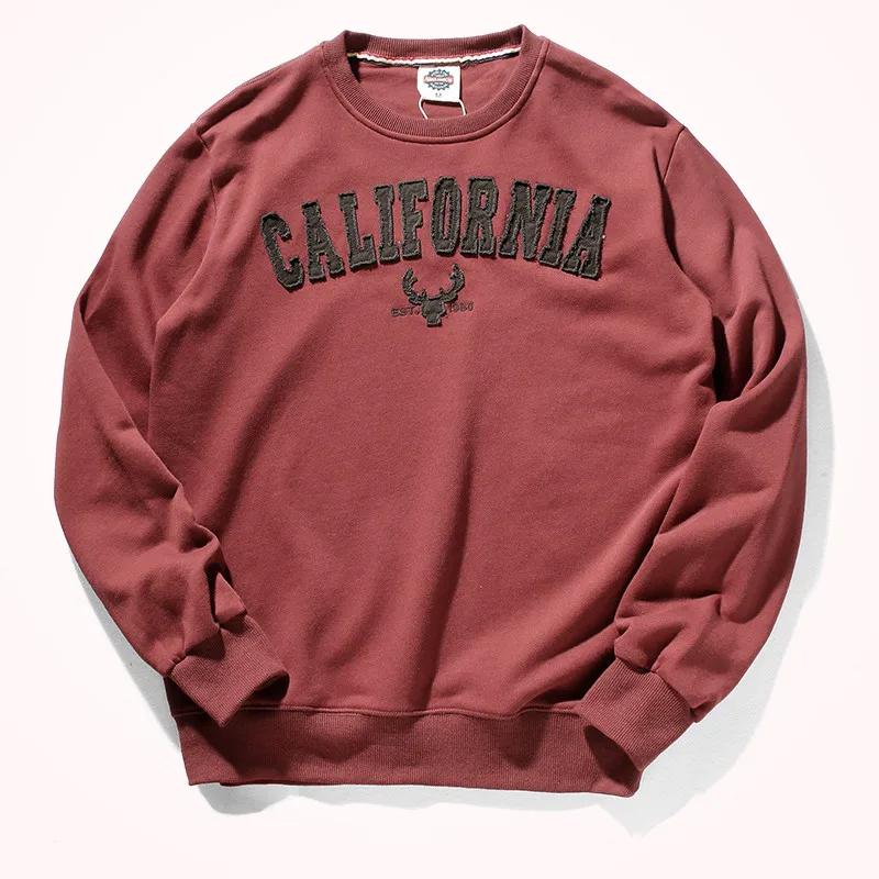 2021 Autumn Winter New Pullover Hoodies Men's Fashion Long-sleeved O-neck Versatile Wash Terry Fabric Letter Sticker Sweatshirts