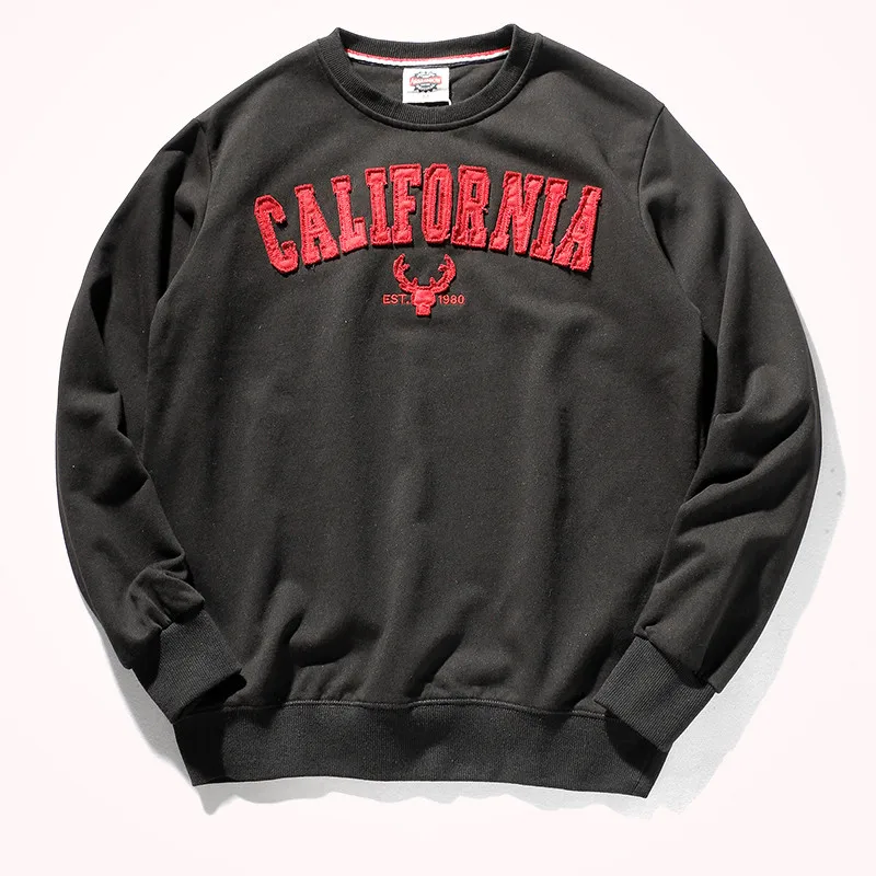 2021 Autumn Winter New Pullover Hoodies Men's Fashion Long-sleeved O-neck Versatile Wash Terry Fabric Letter Sticker Sweatshirts