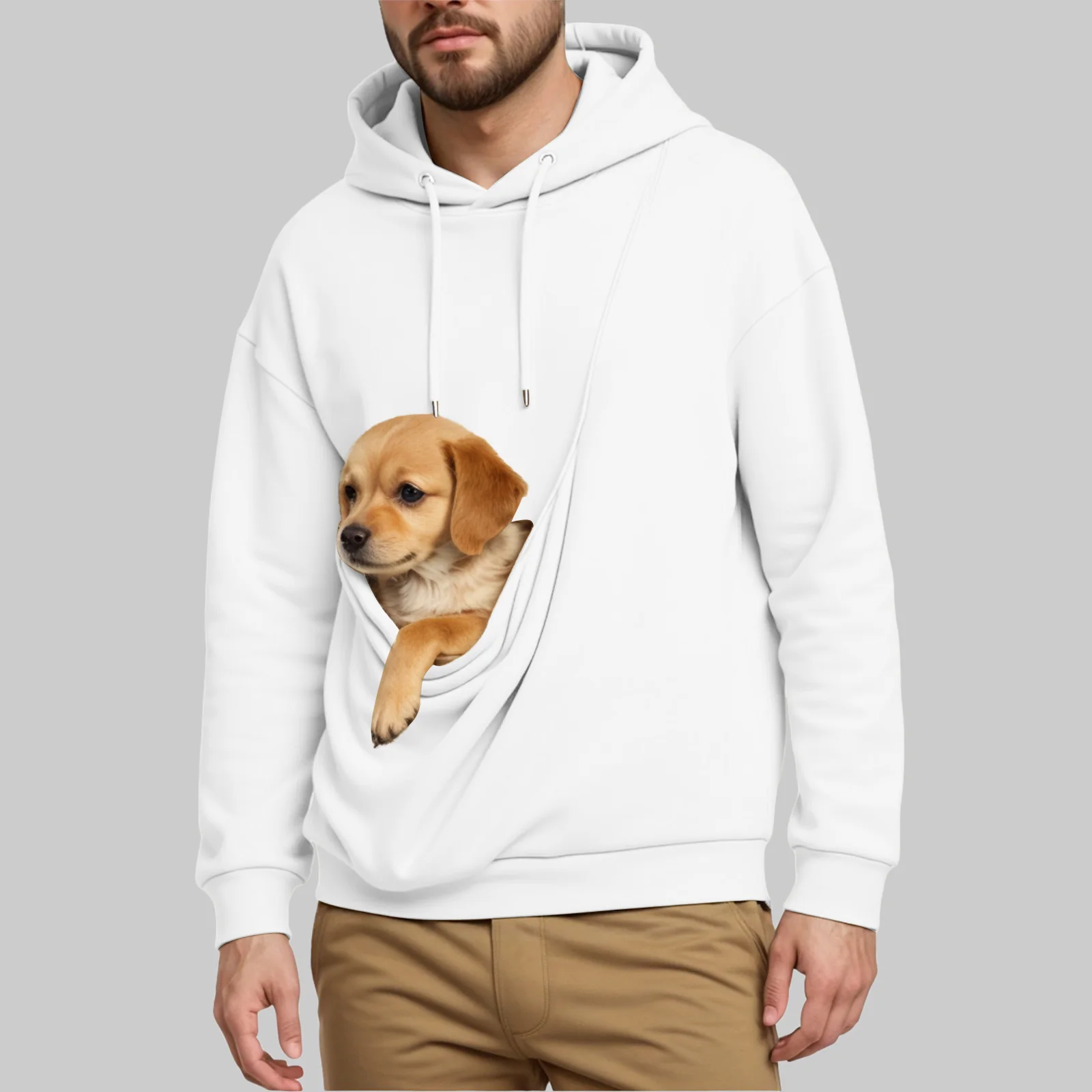 New Hooded Sweatshirts For Men Unisex Cat And Dog Bag Hooded Sweatshirt Pocket Pet Bag Holder Pullover Hoodies Men Apparel